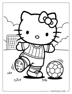 Hello Kitty Playing Soccer Coloring Page