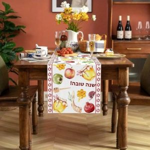 Rosh Hashanah linen table runner