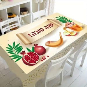 Rosh Hashanah Waterproof tablecloth pomegranate honey shofar