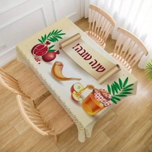 Rosh Hashanah Waterproof tablecloth pomegranate honey shofar