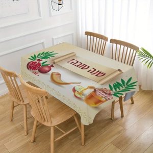 Rosh Hashanah Waterproof tablecloth pomegranate honey shofar