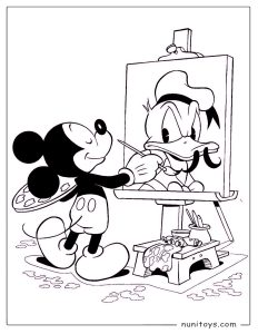 Mickey Mouse Painting Donald Duck Portrait Coloring Page