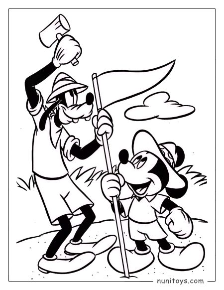 Mickey Mouse and Goofy Coloring Page