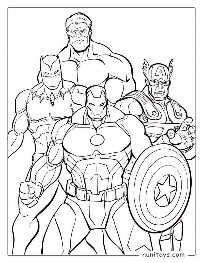Avengers Team Free Coloring Page