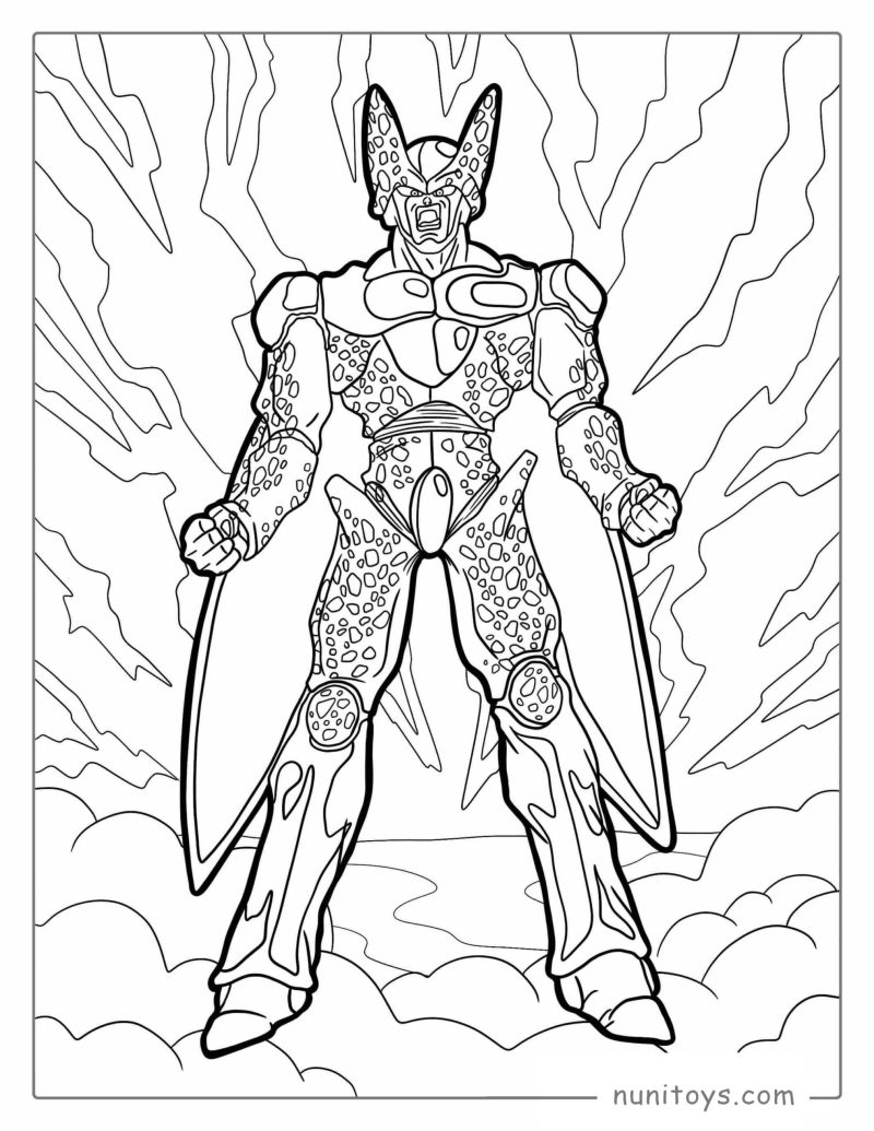 Coloriage Dragon Ball Z de Cell sous sa forme parfaite