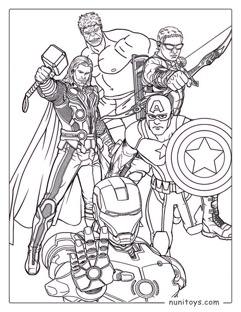 Coloriage d’Iron Man menant les Avengers