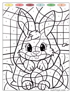 Coloriage par numéros d’un lapin mignon