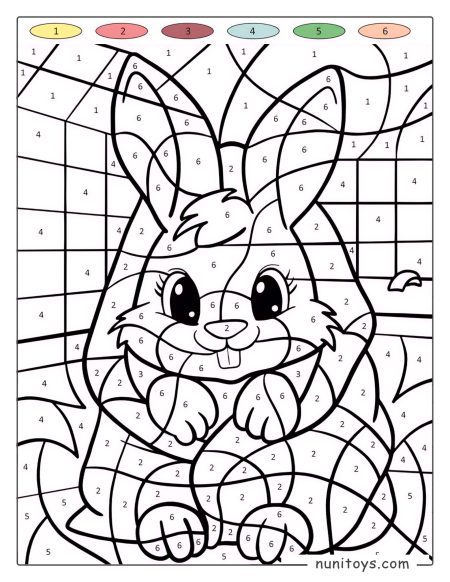 Coloriage par numéros d’un lapin mignon