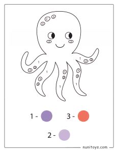 Coloriage par numéros d’un poulpe pour enfants d’âge préscolaire