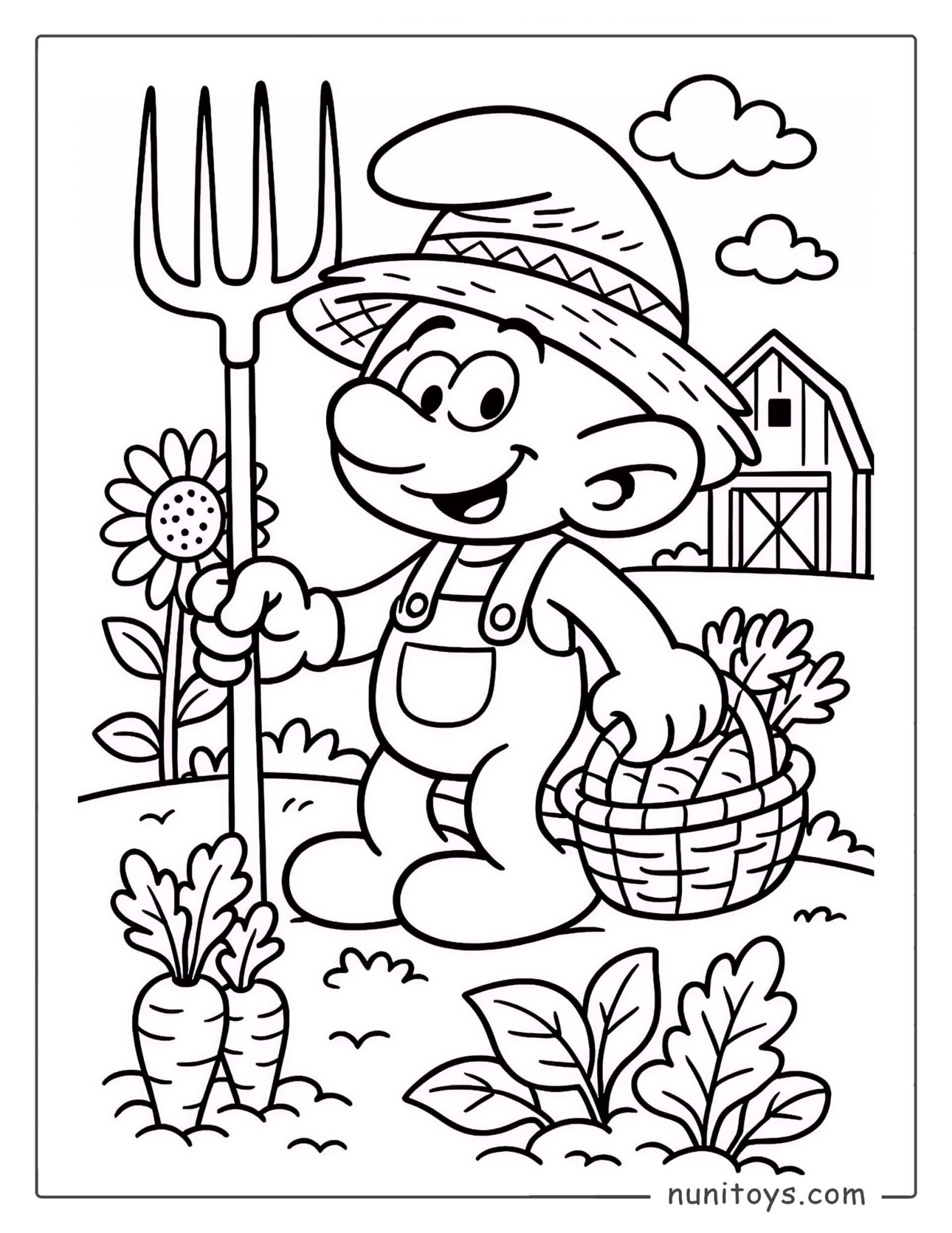 Cute Smurf Farmer Harvesting Vegetables - Free Download PDF
