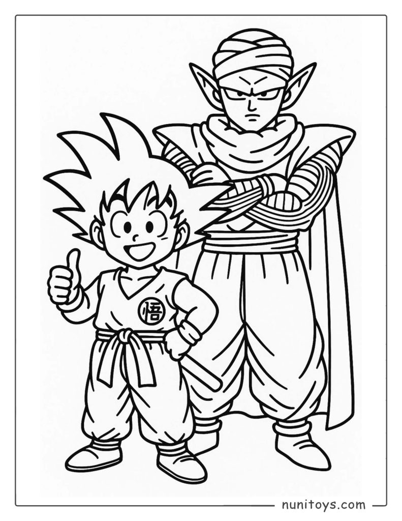 Coloriage de Goku et Piccolo