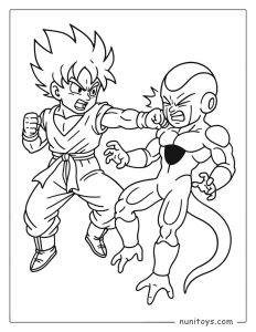 Página para Colorear de la Batalla entre Goku y Freezer