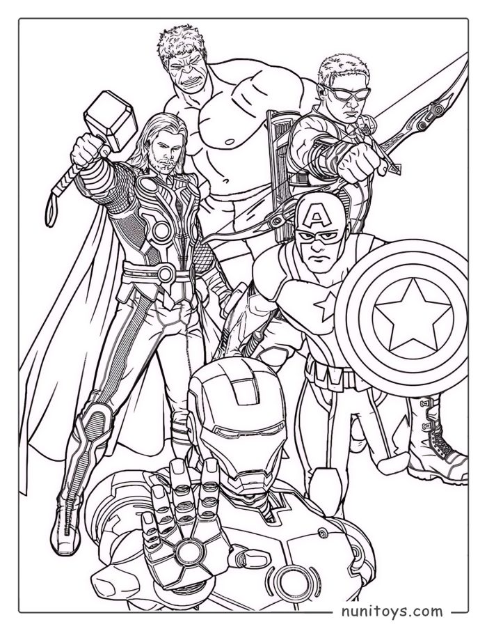 Iron Man Leading the Avengers Coloring Page