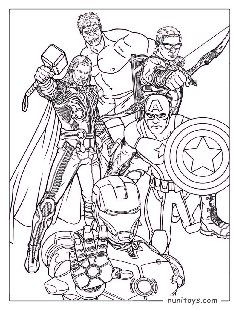 Iron Man Leading the Avengers Coloring Page