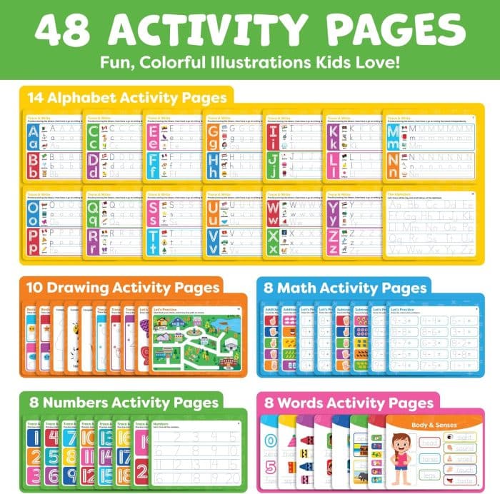 Magic Grooved Handwriting Practice Books for Kids Ages 3–7 – Reusable Tracing Workbooks with Disappearing Ink