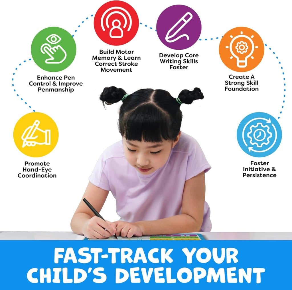 Magic Grooved Handwriting Practice Books for Kids Ages 3–7 – Reusable Tracing Workbooks with Disappearing Ink