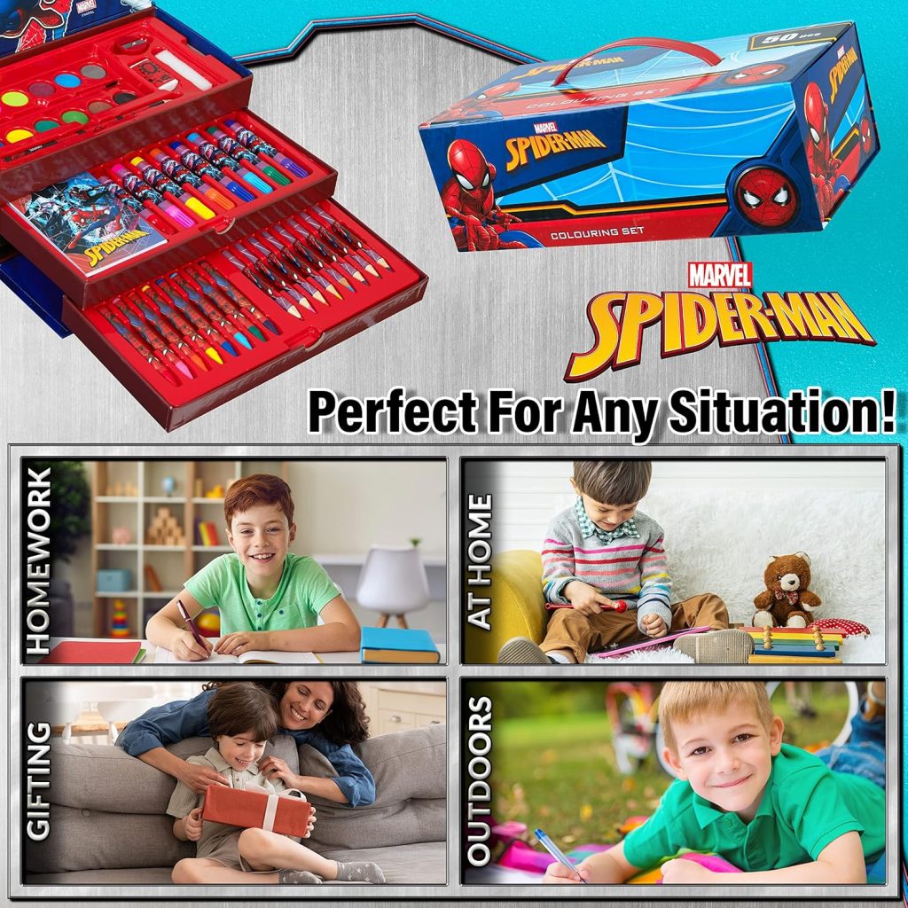 Marvel Spiderman Art Case for Kids – Travel Drawing Kit