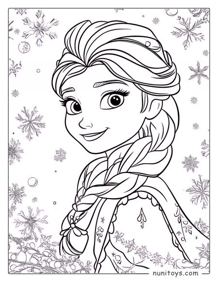 Página para colorear de Elsa sonriendo suavemente