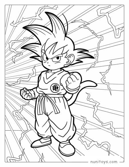 Página para colorear de Goku joven para niños