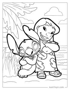 Página para colorear de Lilo y Stitch