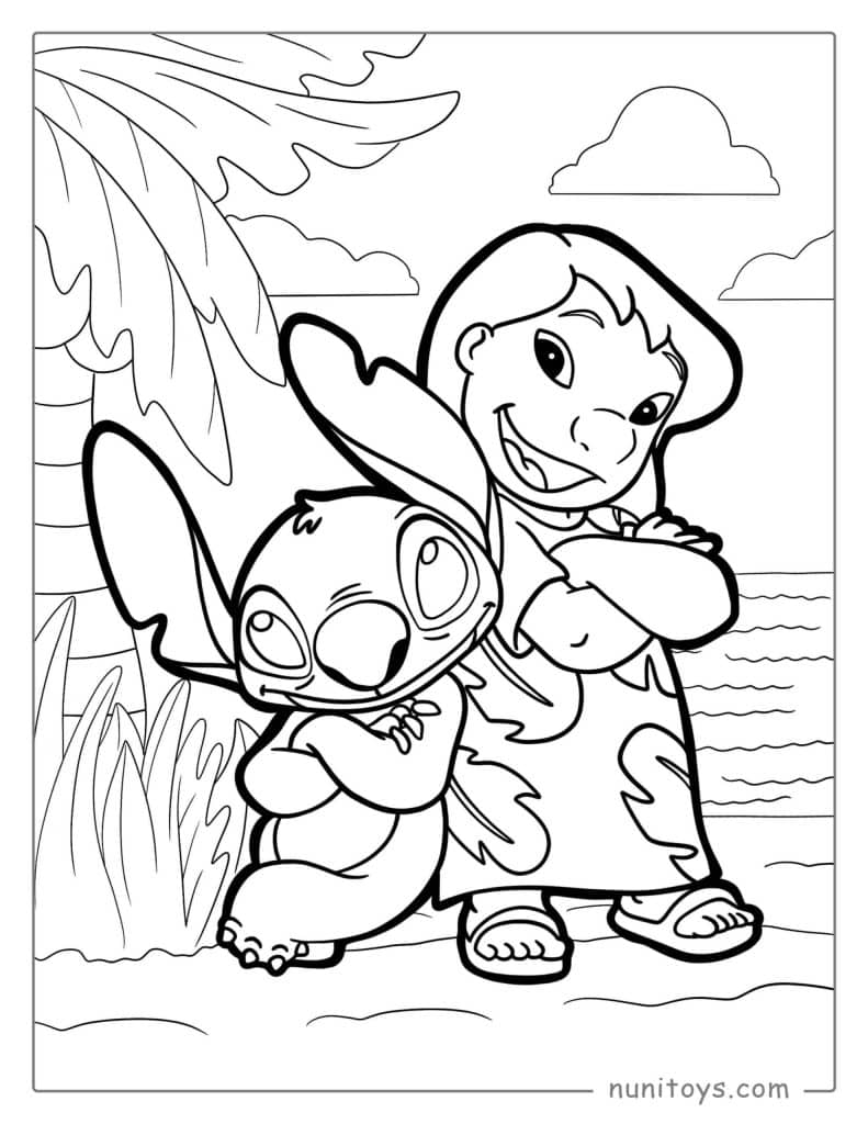 Página para colorear de Lilo y Stitch
