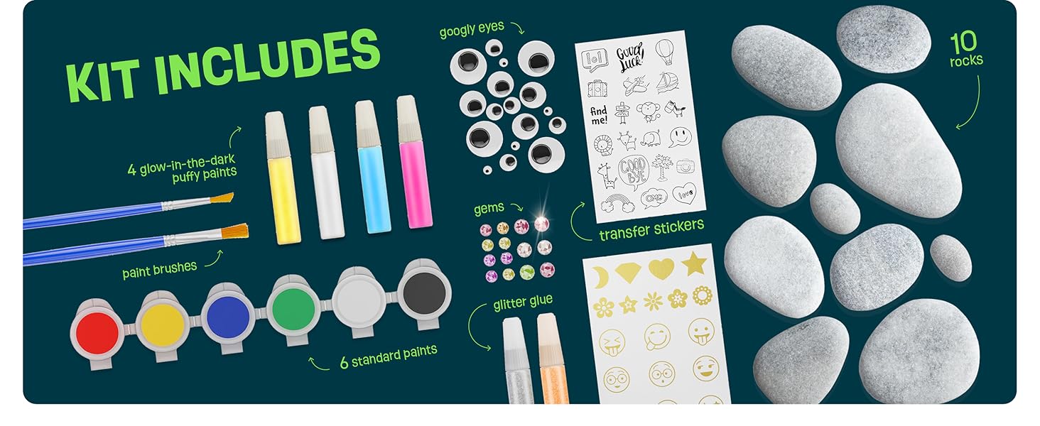 Glow in the Dark Rock Painting Kit for Kids – Creative Art Craft Set