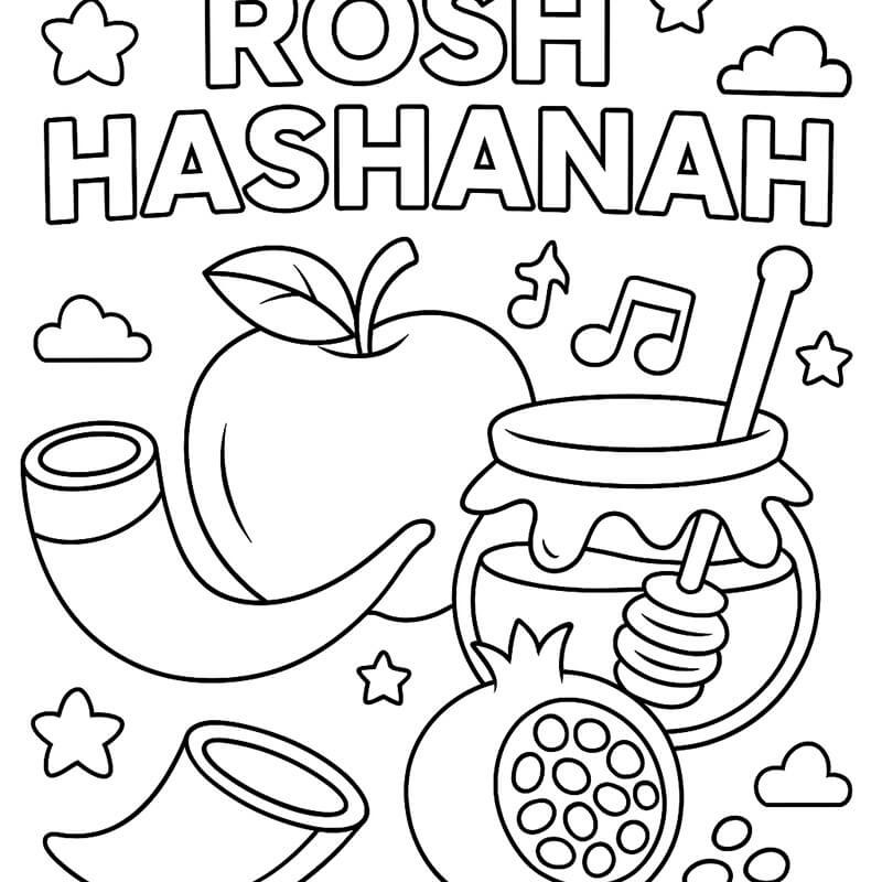 Coloriages de Roch Hachana à imprimer pour enfants