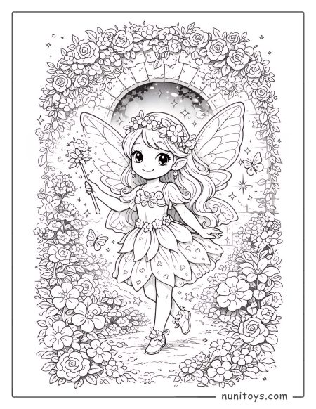 Flower Fairy in the Secret Garden Coloring page for Girls