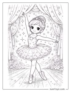 Star Ballerina in a Tutu Coloring Page