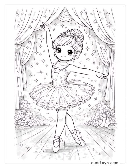 Star Ballerina in a Tutu Coloring Page