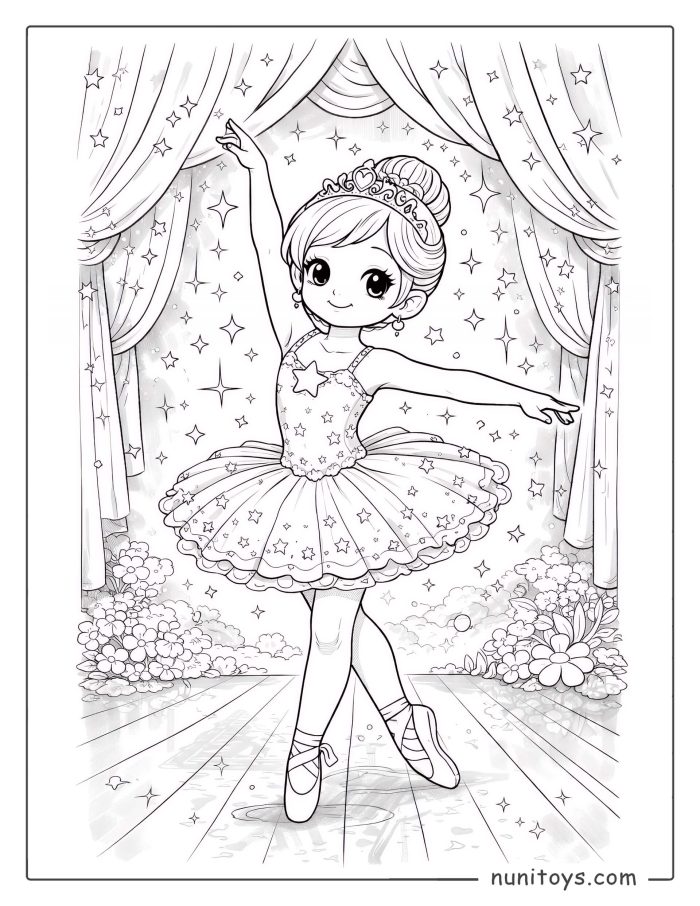 Star Ballerina in a Tutu Coloring Page