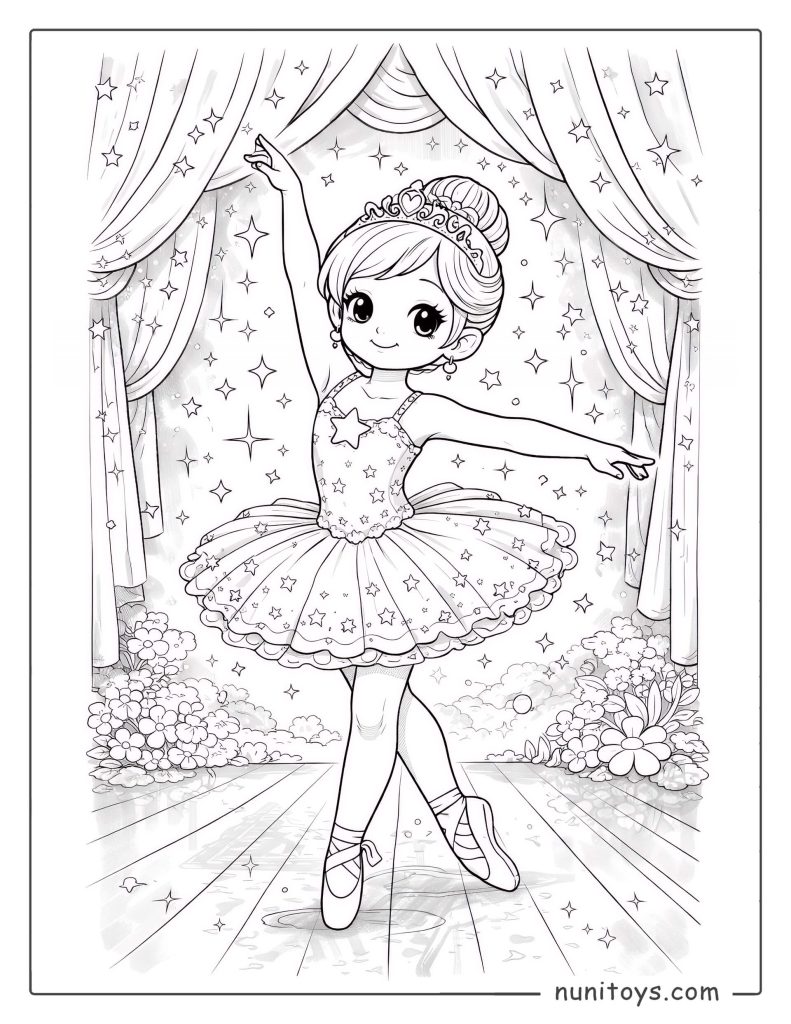 Star Ballerina in a Tutu Coloring Page