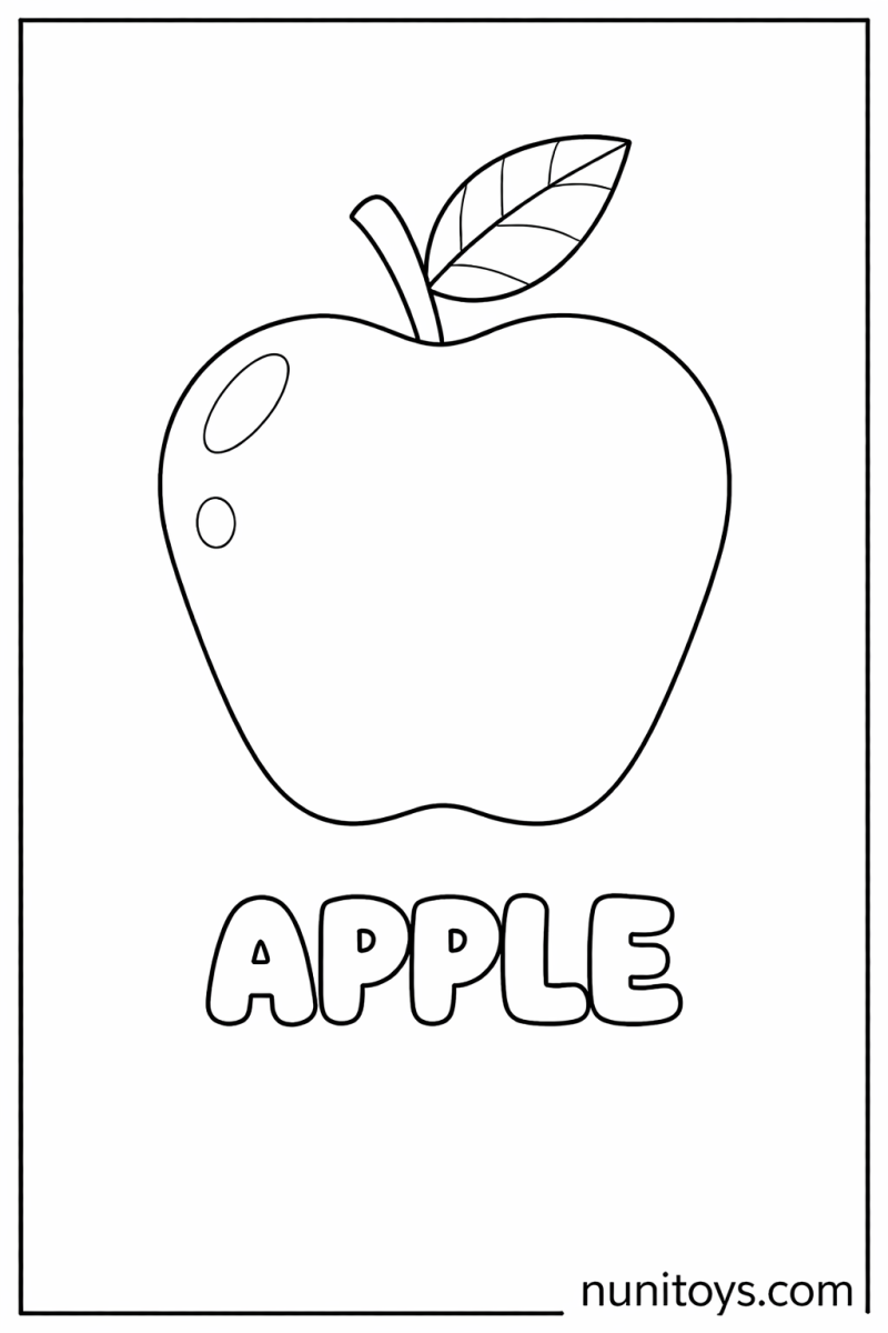 A is for Apple simple preschool coloring page