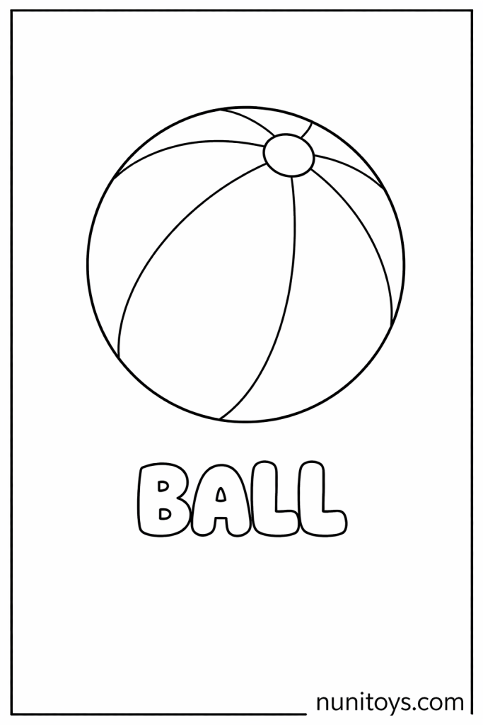 B is for Ball easy preschool coloring page