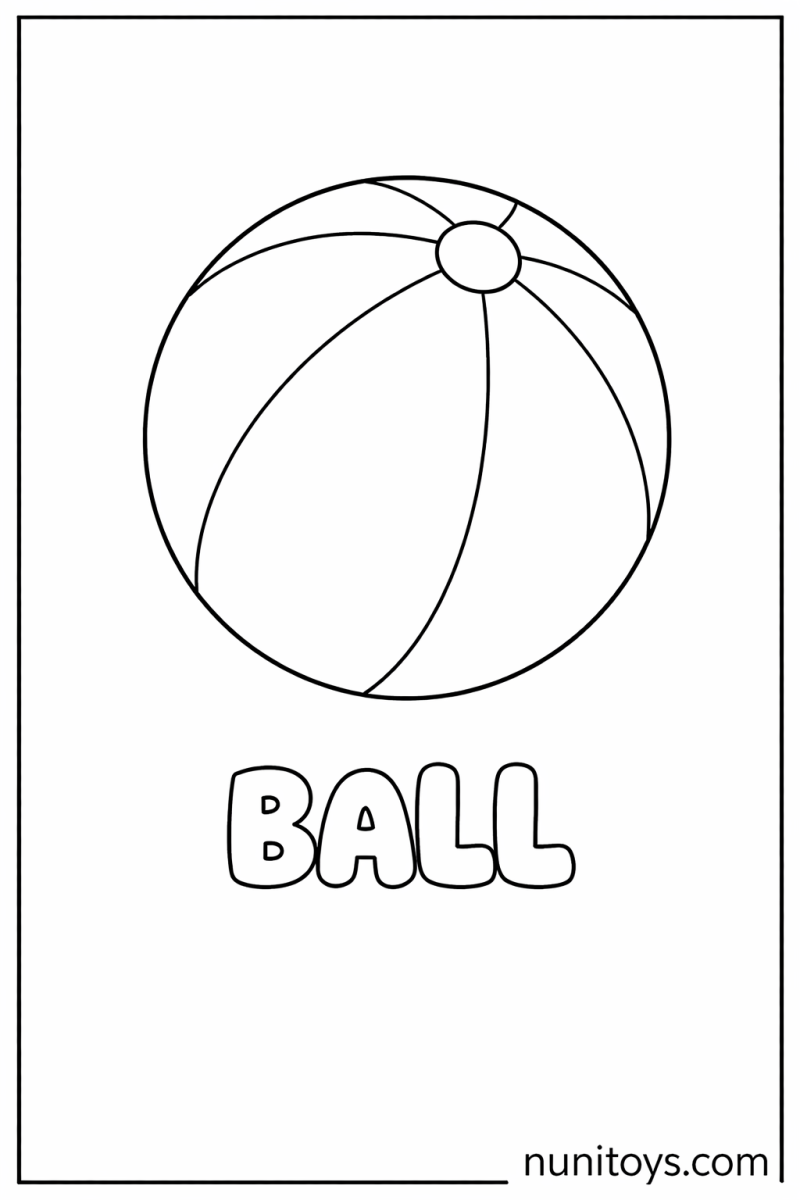 B is for Ball easy preschool coloring page