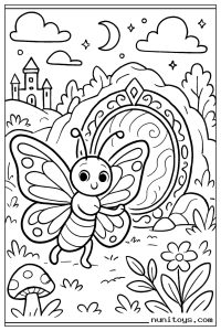 Butterfly Near an Ornate Garden Gate with Castle in Background