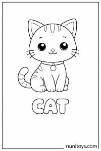 C is for Cat cute preschool coloring page