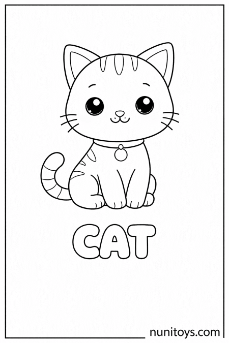 C is for Cat cute preschool coloring page