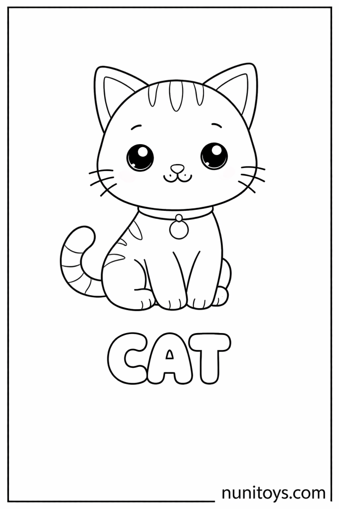 C is for Cat cute preschool coloring page