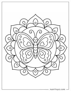 Cute Butterfly Mandala Coloring Page