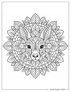 Cute Kangaroo Face Mandala Coloring Sheet for Kids
