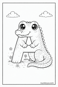 Cute Letter A Alligator Coloring Page for Kids
