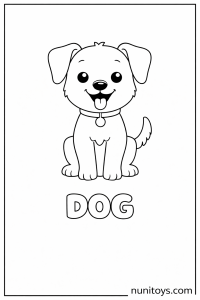 D is for Dog cute preschool coloring page