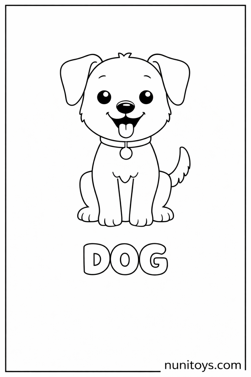D is for Dog cute preschool coloring page