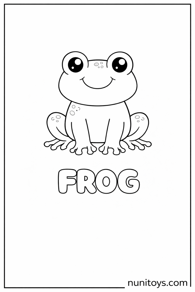 F is for Frog cute preschool coloring page