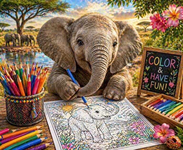Free printable Elephant Coloring Pages