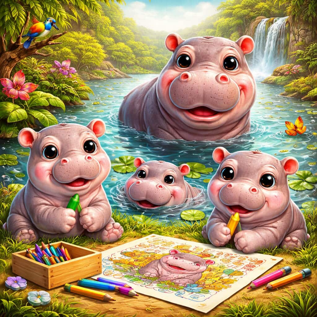 Free & Cute Printable Hippo Coloring Pages for Kids - Nunitoys