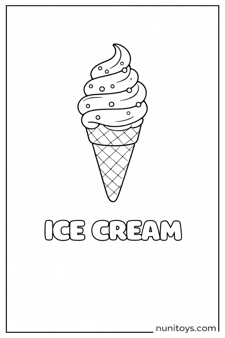 I is for Ice Cream fun preschool coloring page