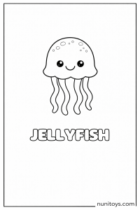 J is for Jellyfish cute ocean coloring page