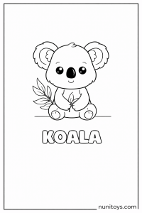 K is for Koala cute animal coloring page